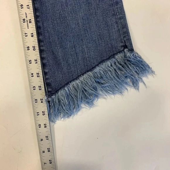 Etienne‎ Marcel Denim Women's Asymmetrical Crop Kick Raw Hem Jeans Size 27 - Picture 15 of 15